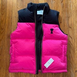 AMI de coeur unisex puffer gilet fuchsia black alexandre Mattiusi new L VEST